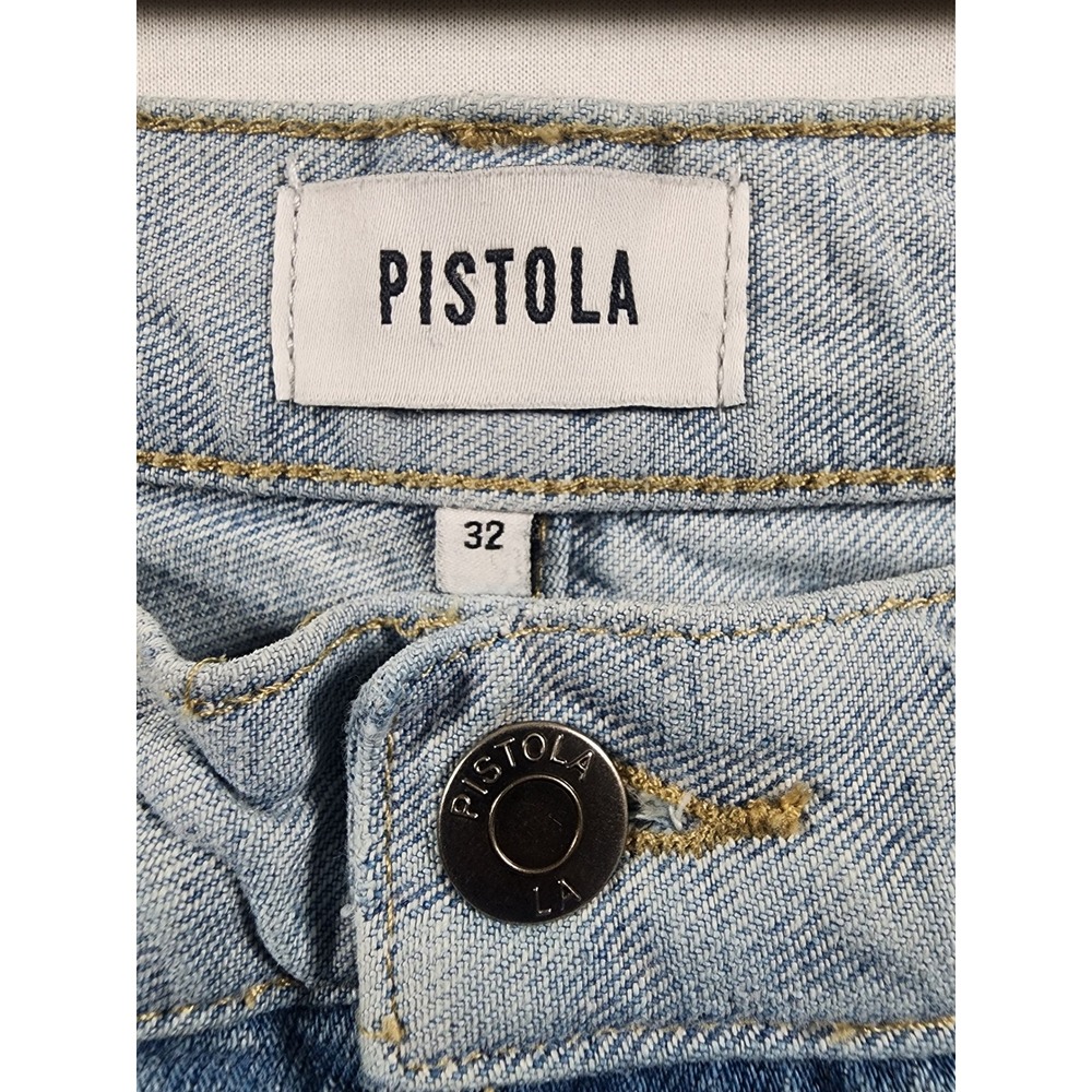 Pistola Y2k Denim Two Tone Contrast Panel 90s Straight Leg Jeans Light Wash Prep - Picture 6 of 9